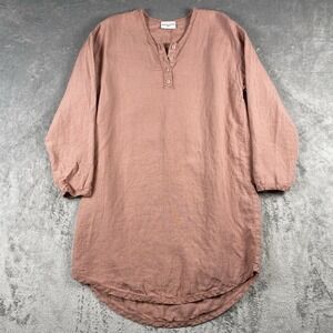 Parachute Sleep Shirt Womens S Pink Clay Linen Popover Henley Nightie Portugal